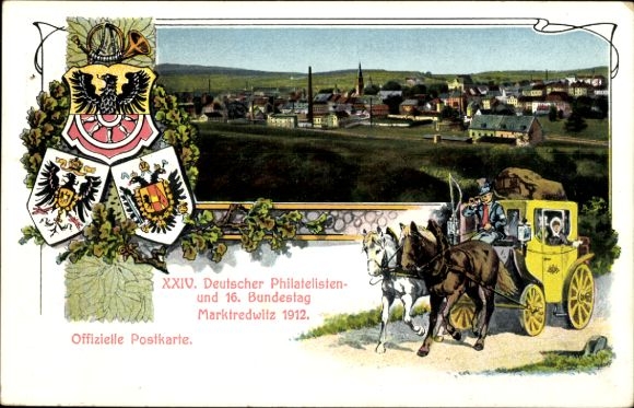 Privat-Ganzsache Bayern PP 22 C 2 03, 24. Deutscher Philatelistentag Marktredwitz 1912, SSt. B0.01