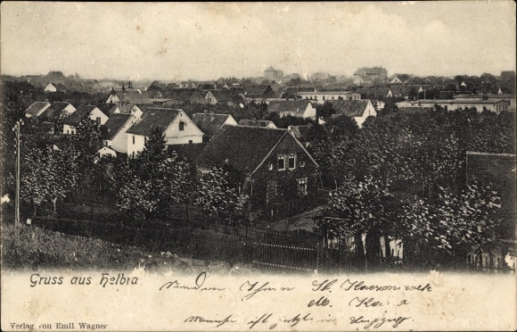 Ak Helbra in Sachsen Anhalt, Blick auf den Ort