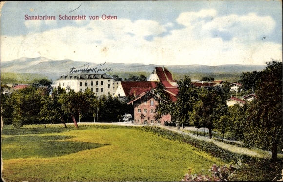 Postcard Schonstett, sanatorium from the east