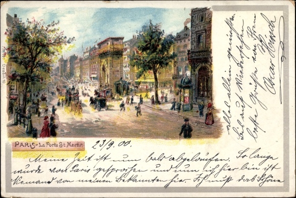 Litho Parijs X., La Porte Saint Martin