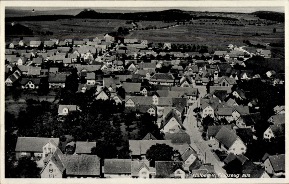 Postcard Hülben in the Swabian Alb, aerial view of the restaurant and butcher shop zum Lamm