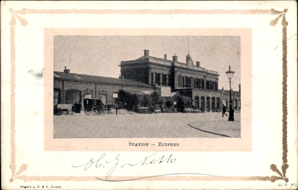 Postcard Zutphen Gelderland, train station