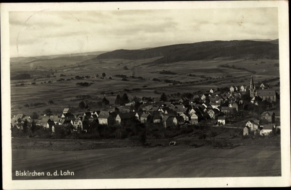 Postcard Biskirchen Leun an der Lahn, panorama of the village