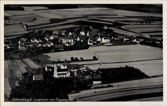 Postcard Schönebürg Schwendi in Upper Swabia, aerial photograph
