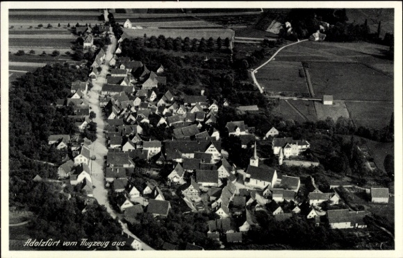Postcard Adolzfurt Bretzfeld in Württemberg, aerial view of many houses, rural surroundings
