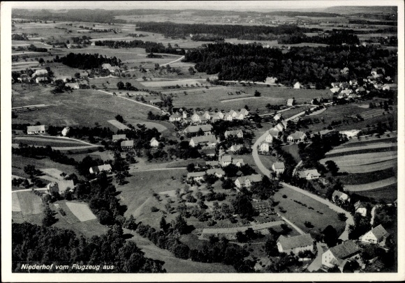 Postcard Dolní Dvůr Niederhof Giant Mountains Region Königgrätz, aerial photograph