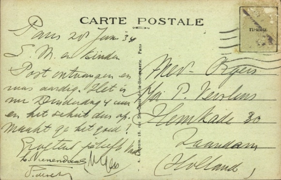 Postcard Paris X., La Gare de l'Est, East Station, trams
