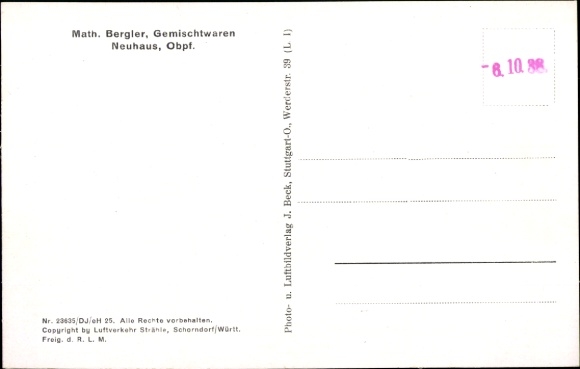 Postcard Neuhaus Windischeschenbach in the Upper Palatinate, aerial photograph