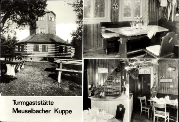 Ansichtkaart Meuselbach in Thüringen, torenrestaurant Meuselbacher Kuppe, eetkamer