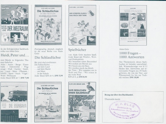 Timetable Advertising, Boje-Verlag, Books