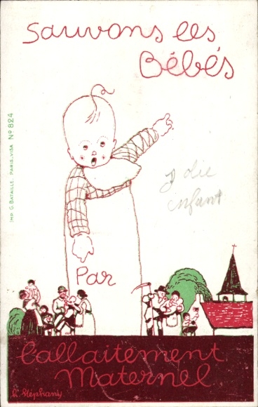 Künstler Ak Stephany, Sauvons les Bébés, L'Allaitement Maternel, France, Croix Rouge Americaine