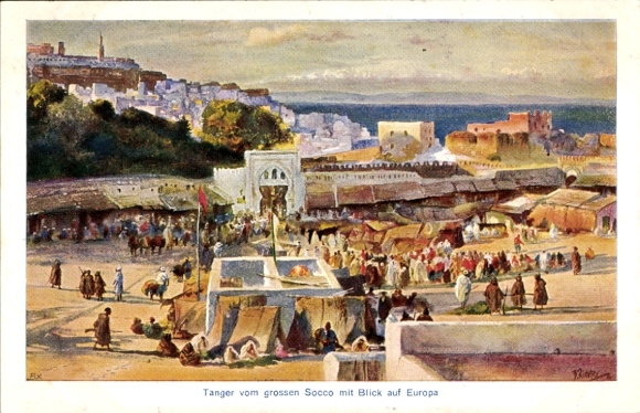 Künstler Ak Richter, B., Tanger Marokko, Vue du grand Socco, Marktplatz