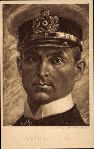 Artist PC Bauer, Karl, Lieutenant Otto Weddingen, U 9, portrait