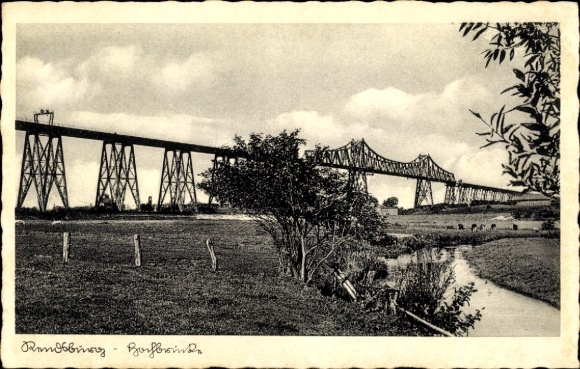 Postcard Rendsburg Schleswig Holstein, view of the high bridge
