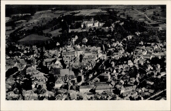 Postcard Kronach in Upper Franconia, aerial photograph