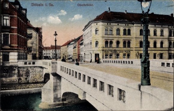 Ak Döbeln in centraal Saksen, Oberbrücke, likeurfabriek