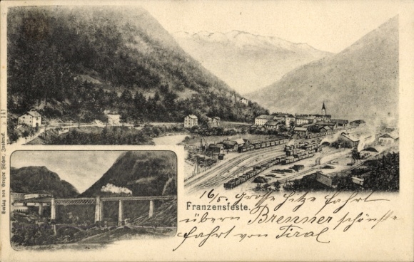 Ak Fortezza Franzensfeste Südtirol, Gesamtansicht, Viadukt
