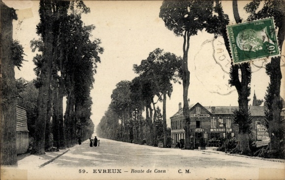 Postcard Évreux Eure, Route de Caen
