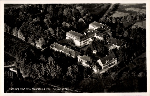 Postcard Bad Boll in Württemberg, aerial photograph of the Kurhaus