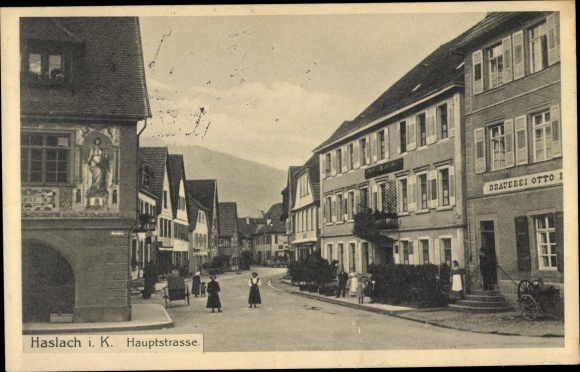 Ak Haslach im Kinzigtal Schwarzwald, Hauptstraße, Brauerei