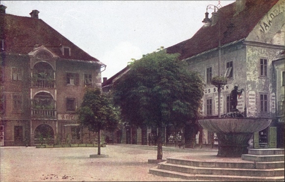 Postcard Sankt Veit an der Glan Carinthia, square with fountain