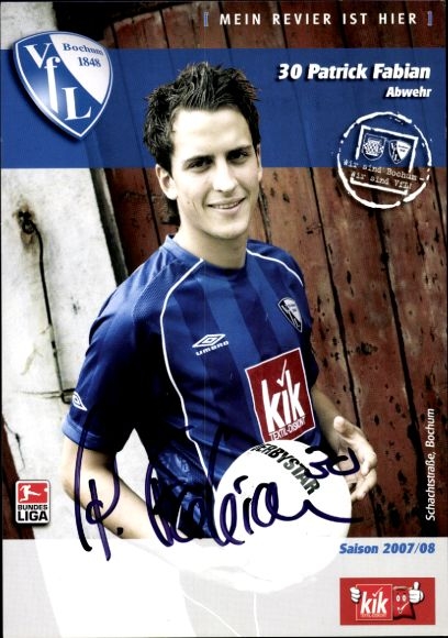 Autogrammkarte Fußballer Patrick Fabian, VfL Bochum, Autogramm