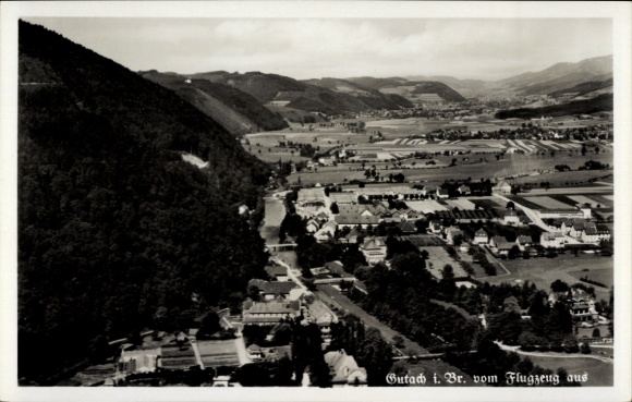 Postcard Gutach im Breisgau Black Forest, aerial photography, mountains, rivers, buildings
