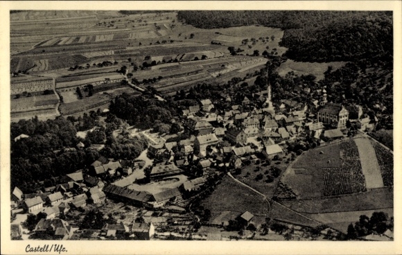 Postcard Castell Unterfranken, aerial photograph