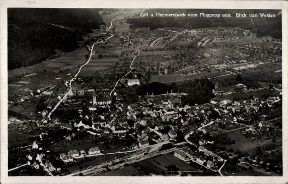 Postcard Zell am Harmersbach Black Forest Baden, aerial photograph