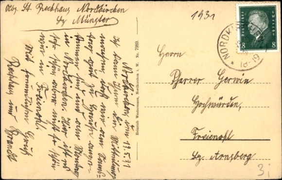Postcard Nordkirchen in Westphalia, interior view of the parish church, pews, altar, historical st...