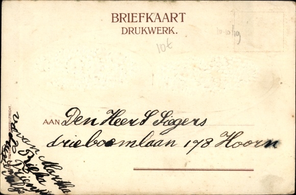 Embossed Chromo-Litho congratulations birth, food on a plate, biscuits