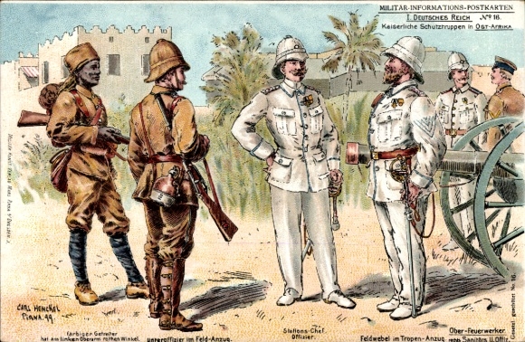 Kunstenaar Ak Henckel, Carl, Imperial Protection Forces East Africa, Sergeant, Tropisch pak, Stationschef
