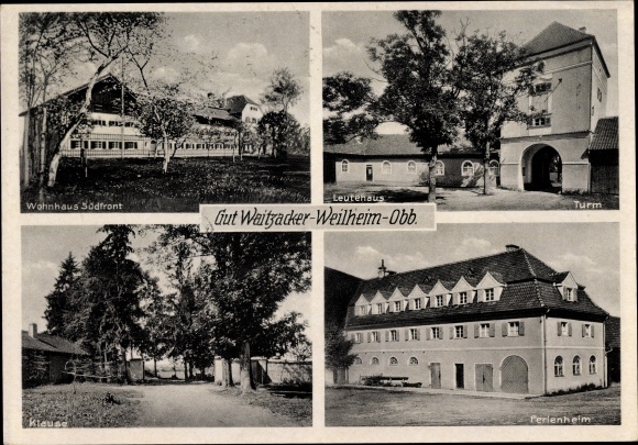 Postcard Weilheim in Oberbayern, Gut Waitzacker, tower, people&#39;s house, holiday home, residential building, hermitage