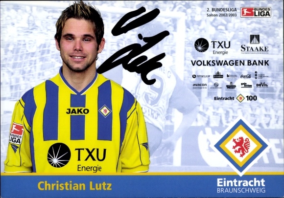 Autograph card Christian Lutz, Eintracht Braunschweig, autograph