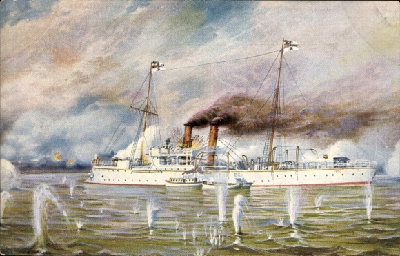 Künstler Ak Rave, Chr., Marine Galerie 193, SM Kanonenboot Iltis, Schlacht bei den Takuforts 1900