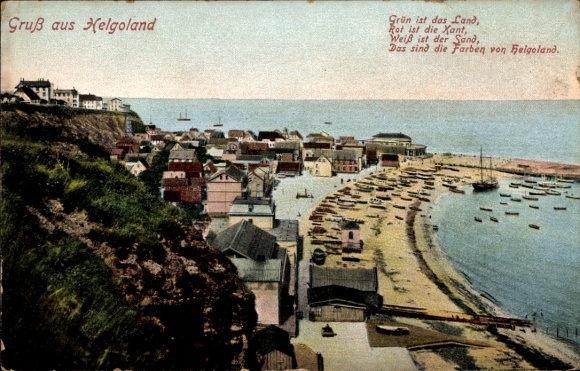 Ak Nordseeinsel Helgoland, Unterland, Strand