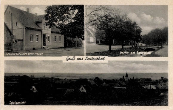 Postcard Leutenthal in the Weimar region, Gasthof zur Linde by Otto Haupt, part of the dance floor, total view