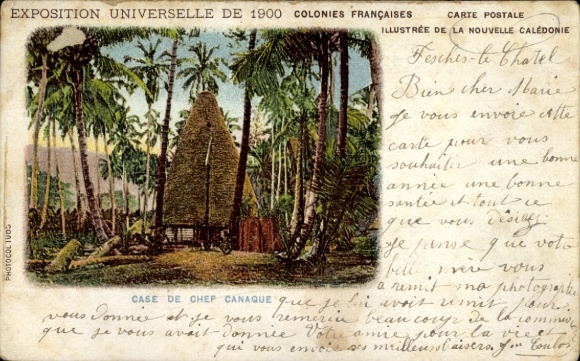 KP Nouvelle Calédonie Nowa Kaledonia, Exposition Universelle de 1900, Case de Chef Canaque