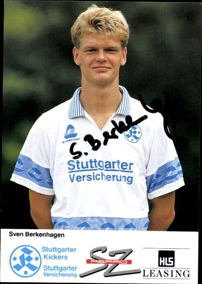 Karta autografu piłkarza Svena Berkenhagena, SV Stuttgarter Kickers, autograf