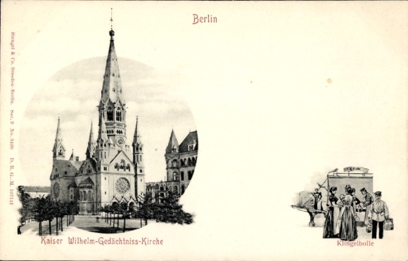 Postcard Berlin Charlottenburg, Kaiser Wilhelm Memorial Church, Klingelbollen