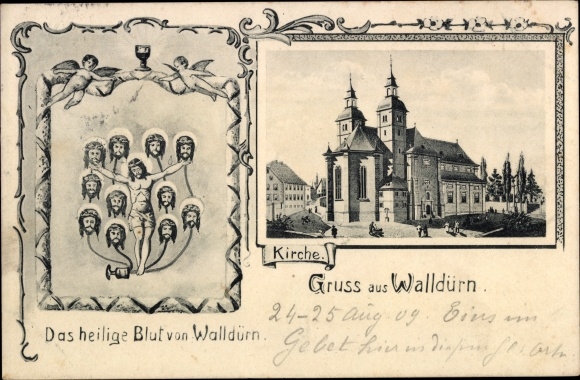Postcard Walldürn in the Odenwald Baden, The Holy Blood of Walldürn, Church