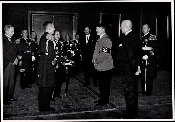 Sammelbild Adolf Hitler, Japanische Marineabordnung, Reichskanzlei 1934, Sammelwerk Nr. 15 Bild 78