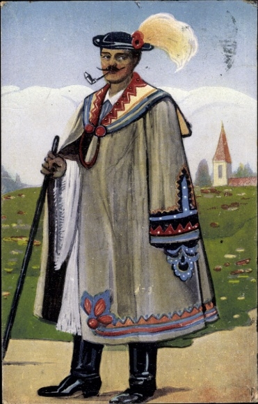 Handgemalt Ak Alfelder Schafer im Festgewande, Tracht