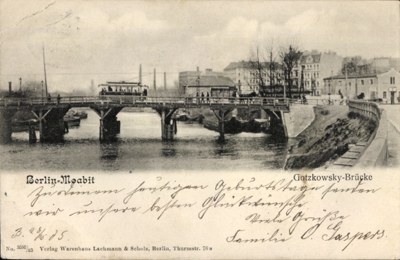 Ak Berlin Tiergarten Moabit, Gotzkowsky Brücke