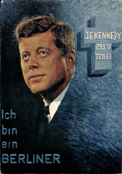 Künstler Ak Richter, E., John F. Kennedy, US Präsident, Ich bin ein Berliner, Gedenkkarte