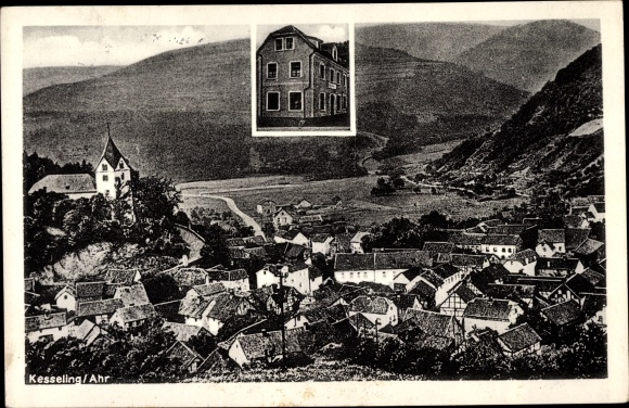 Postcard Kesseling an der Ahr, general view, church, inn