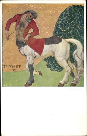 Artist Postcard Teschner, Centaur