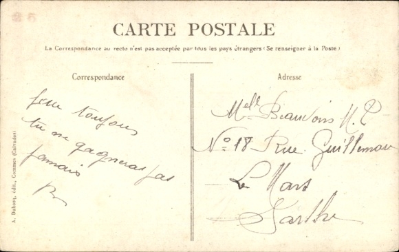 Postcard En Normandie, La Partie de Dominos, couple in traditional costume