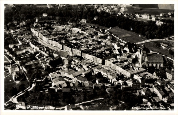 Postcard Mühldorf am Inn Upper Bavaria, aerial photograph
