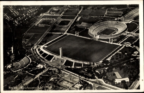 Postcard Berlin Charlottenburg Westend, Reichssportfeld, aerial photograph
